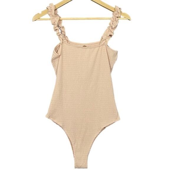 Karlie Bodysuit Ruffled Knit Tank Women’s Sz Large Blush New NWT Stretch - Picture 1 of 10